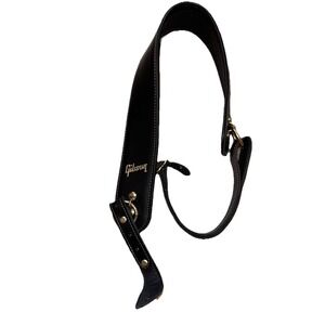 Gibson‎ Premium Saddle Guitar Strap Black Leather Gold Buckles -Excellent Cond!